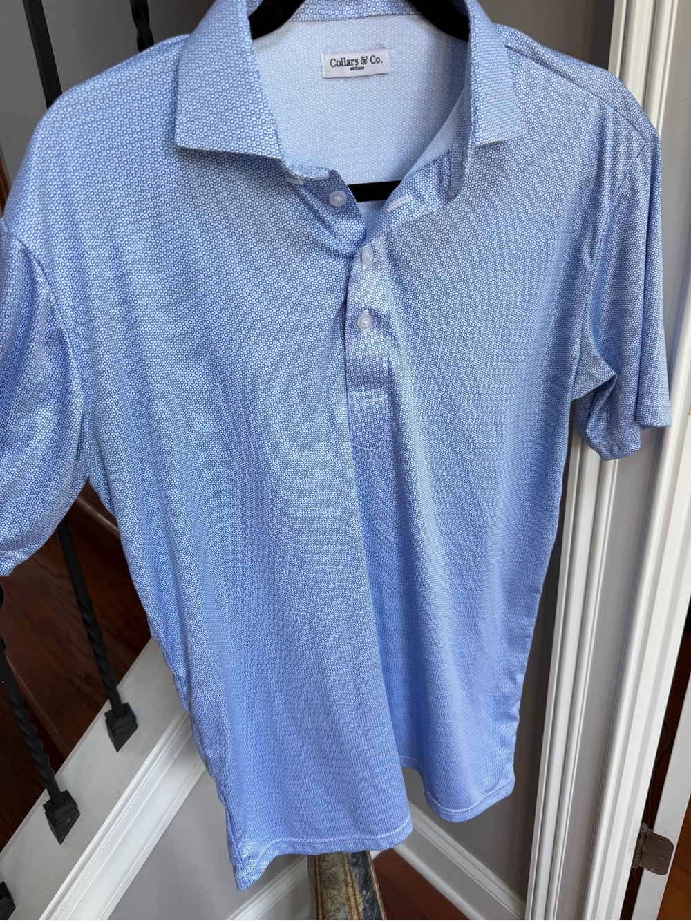 Collars & Co. Men's Micro-Pattern Light Blue Polo